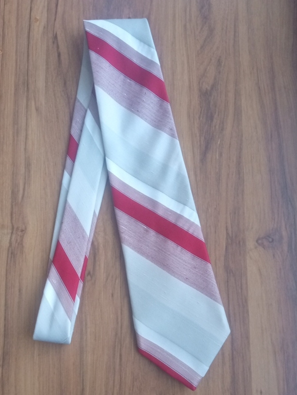 Towncraft Red and Light Gray Striped Men's Tie